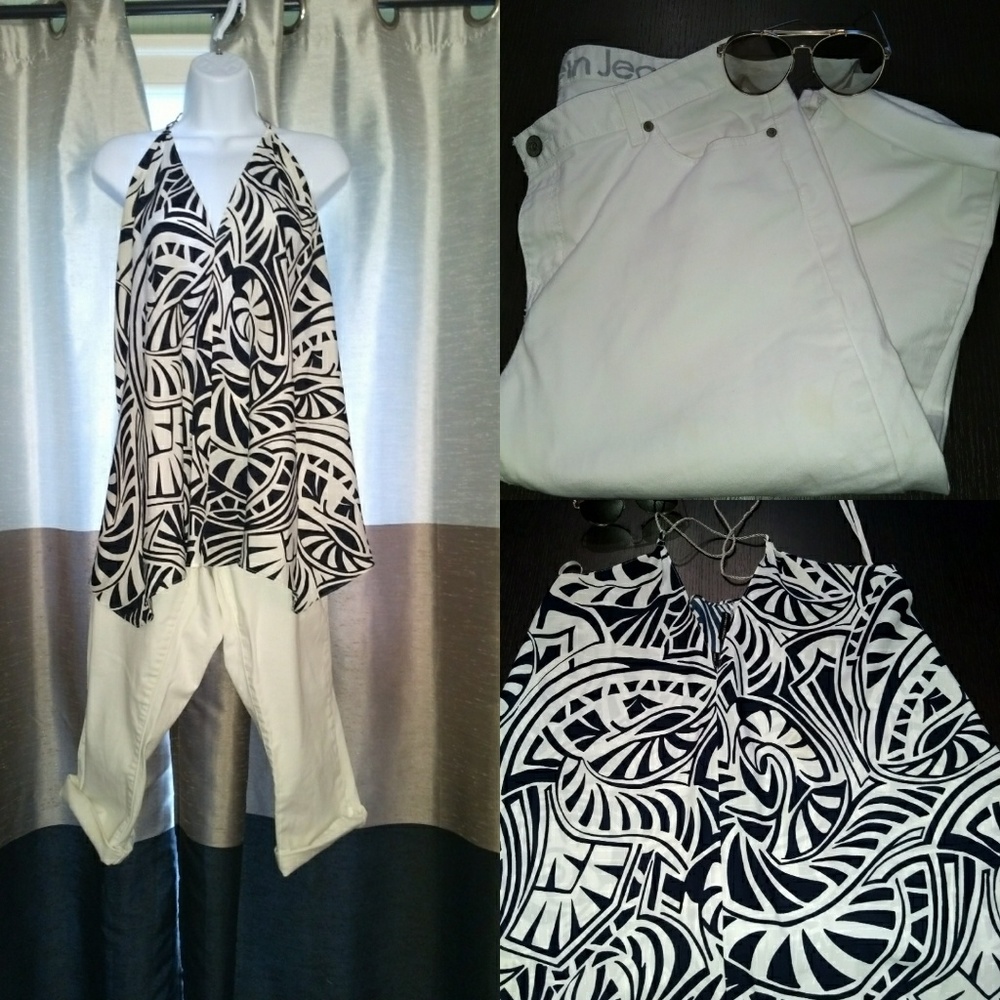 Xl New York & Co Shirt w/ White Calvin Klein Capri